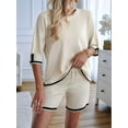 thumbnail image 5 of Womens Lounge Sets 2 Piece Outfits Short Sleeve Pullover Tops Wide Leg Pants Summer Travel Outfits White L, 5 of 9