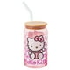 thumbnail image 1 of Silver Buffalo Sanrio Hello Kitty - Vaso de cristal rosa con tapa de bambú y pajita de cristal, 16 onzas, 1 of 5