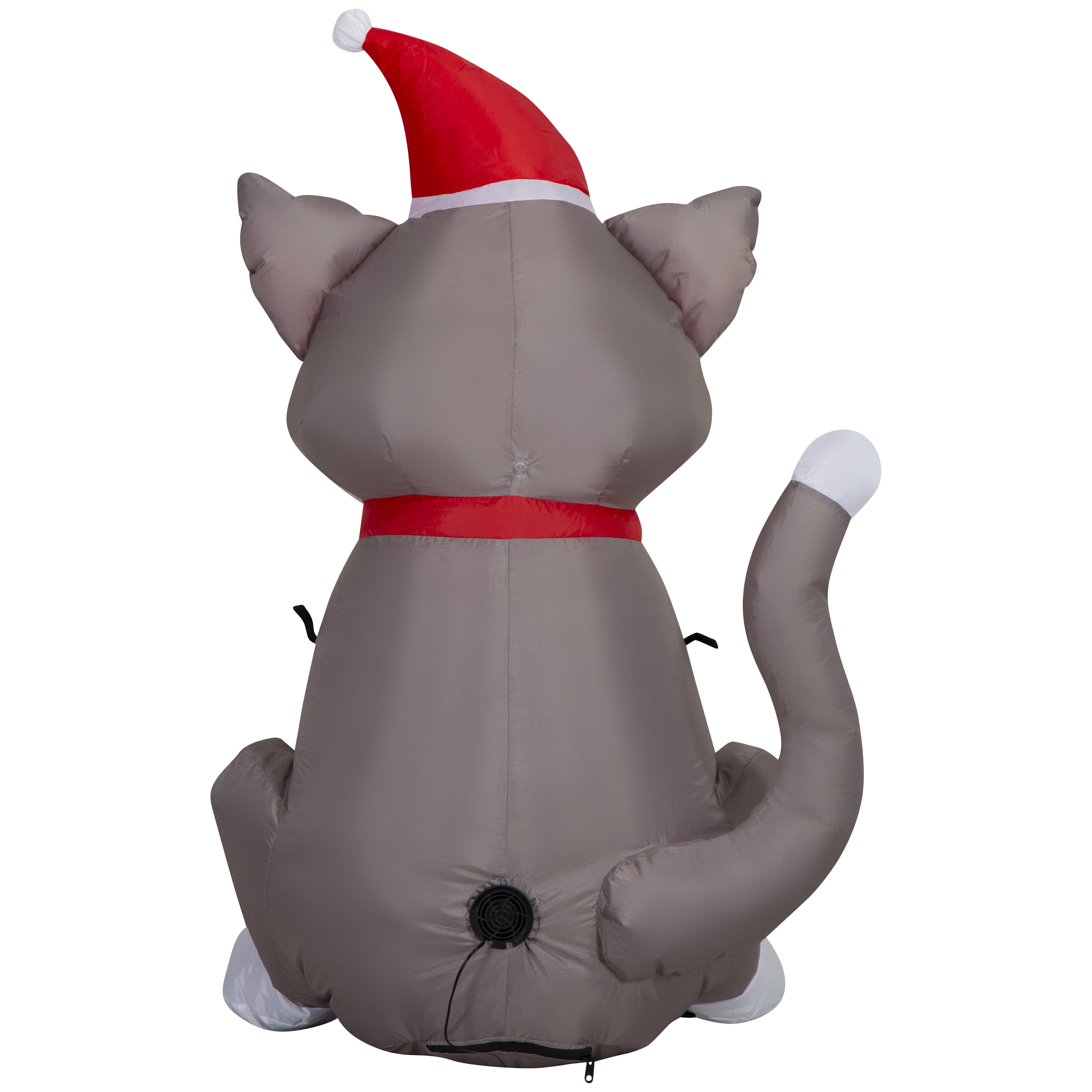 3.5 ft Tabby Cat in Santa Outfit Christmas Airblown Yard Inflatable, Multicolor, by Holiday Time