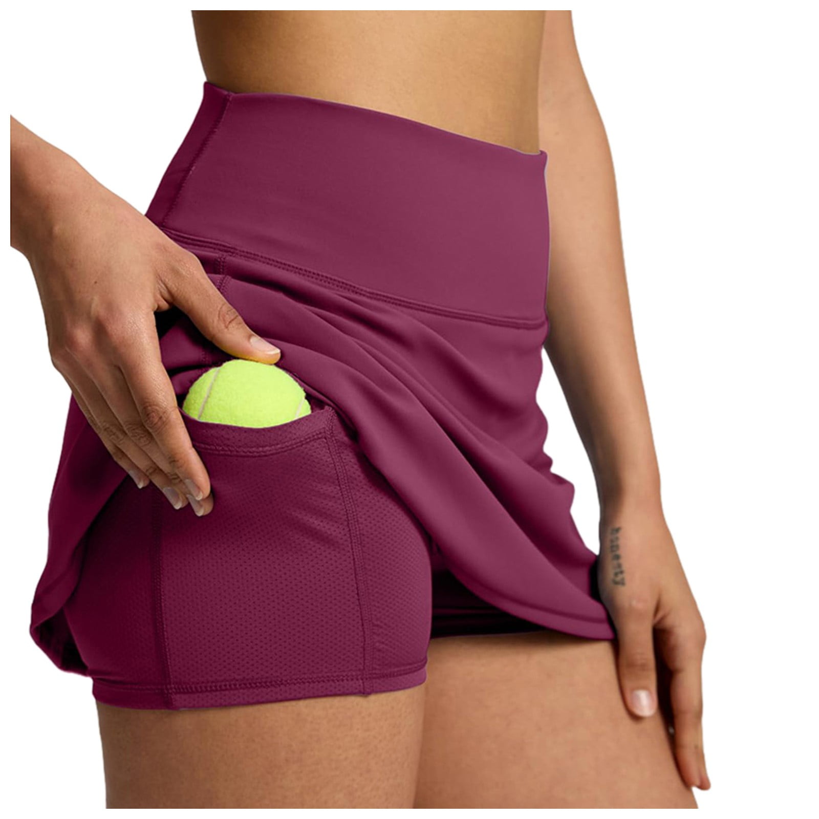 Jupe De Tennis Femme Plissée Double Couche Taille Haute - Jupe Sport Avec Short Et Poches