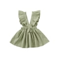 thumbnail image 3 of Qmyliery Toddler Baby Girl Suspender Skirt, Ruffle Strap Solid Color Backless Overall Skirt, 3 of 9