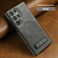 thumbnail image 3 of Dteck Magnetic Leather Case for Samsung Galaxy S25,Shockproof TPU Bumper Compatible with Mag-safe Adjustable Kickstand Back Protective Cover for Galaxy S25,Gray, 3 of 8
