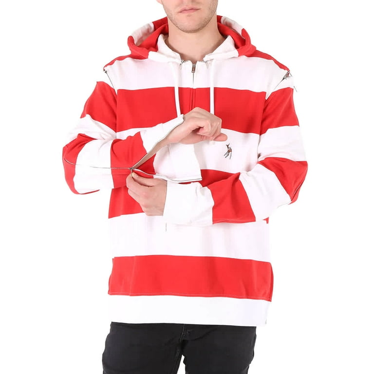 bogstaveligt talt Kærlig Moden Burberry Men's Red Zip Detail Striped Cotton Hoodie, Size Medium -  Walmart.com