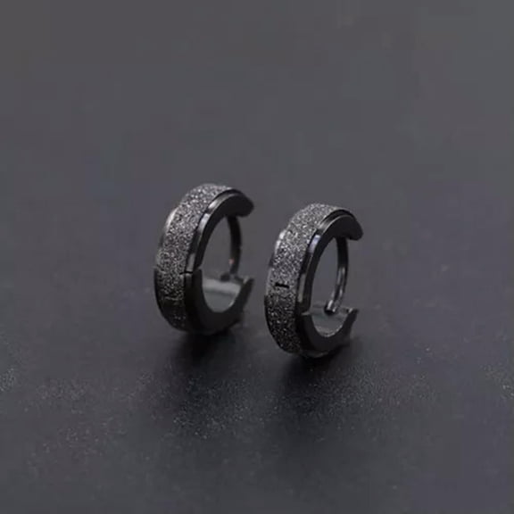 HOOUN 1Pc Punk Ear Clip For Man Stud Earrings Teens Hip Hop Style Ear Ring Jewelry#-black earrings