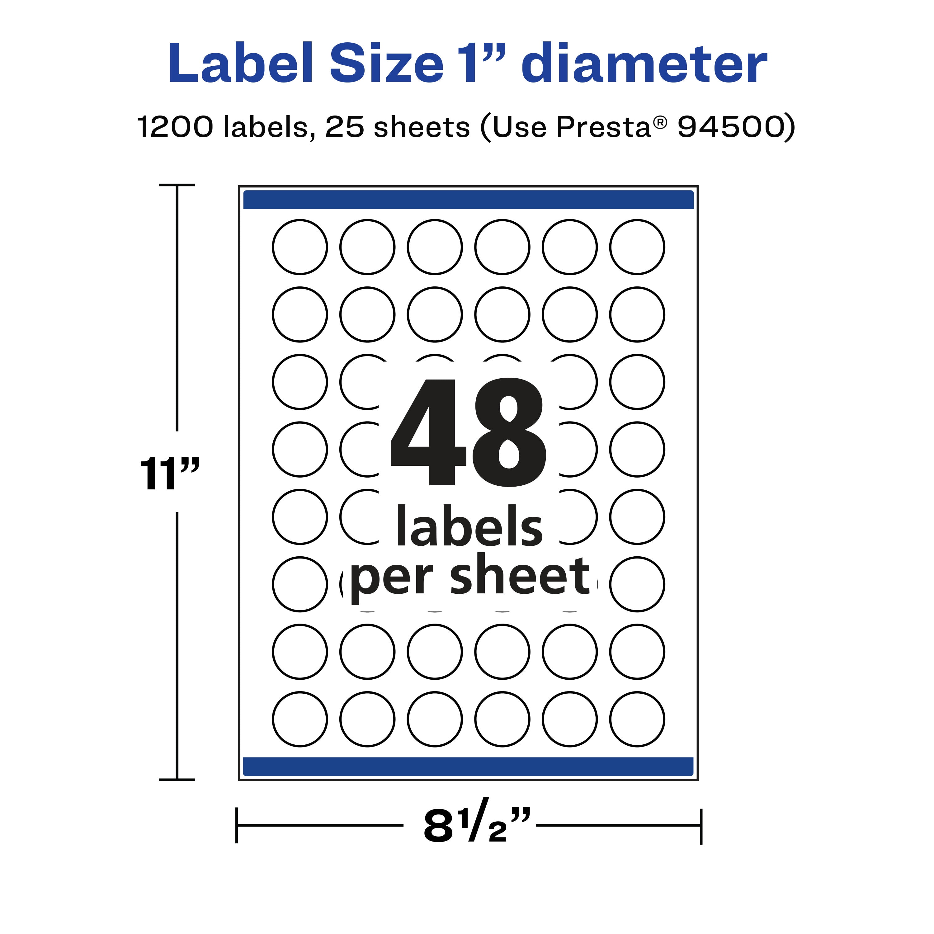 Avery Matte Clear Round Labels, 1" Diameter, 1,200 Total