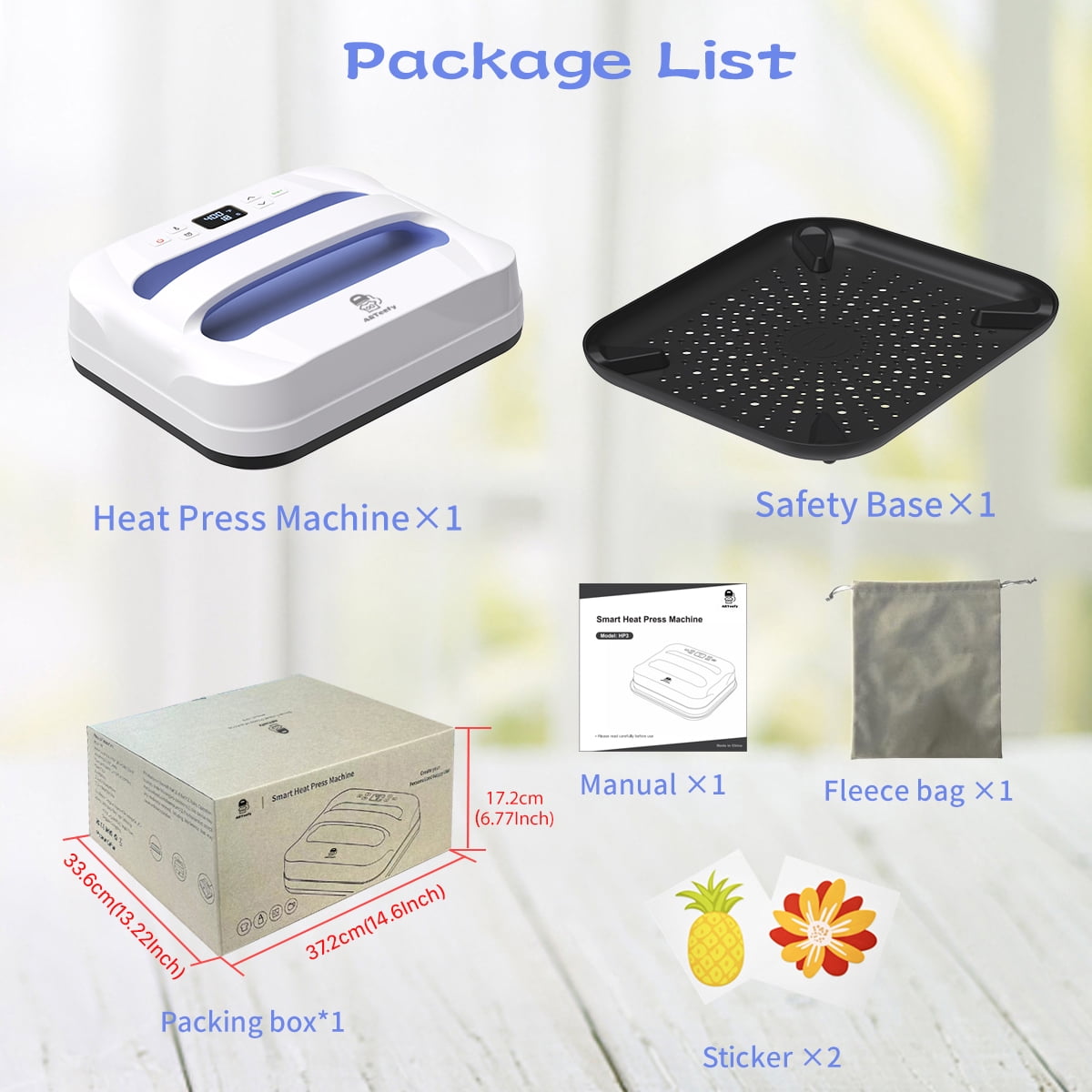 ARTeefy HP3 12" x 10" Portable Heat Press Machine for T-Shirts, Sublimation and HTV Vinyl, Purple