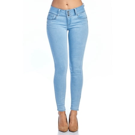Love Moda Women's Butt Lifting Mid Rise Skinny Jeans (Lt.blue, 1 (Best Jeans For No Butt)