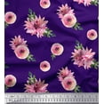 thumbnail image 1 of Soimoi Purple Cotton Cambric Fabric Ranunculus & Chrysanthemum Floral Decor Fabric Printed Yard 56 Inch Wide, 1 of 5