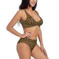 thumbnail image 2 of Wukai Gold Glitter Leopard Women's Bikini Set Two Piece,wimsuit High Waisted V Neck Twist Front Adjustable Spaghetti Straps Bathing Suit-Medium, 2 of 7