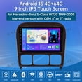 thumbnail image 2 of Asure 4G+64G Android 15 Car Radio Stereo for Mercedes-Benz S-Class W220 1999-2005 (OEM 4" or 7" radio), Support Apple CarPlay/GPS Navi/Wi-Fi/BT 5.4/1280x800, 2 of 13