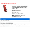 thumbnail image 2 of Left Driver Side Tail Light Assembly - LED - Compatible with 2013 - 2017 Cadillac XTS 2014 2015 2016, 2 of 2