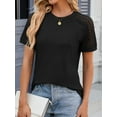 thumbnail image 2 of TEMOFON Women T Shirts Summer Crew Neck Tops Casual Short Sleeve Blouses Comfy Loose Tunic Topss Soild Black Tops for Women Size XL, 2 of 4
