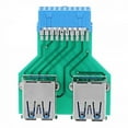 thumbnail image 3 of JSER Dual USB 3.0 A Type Female to Motherboard 20/19 Pin Box Header Slot Adapter PCBA, 3 of 6
