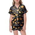 thumbnail image 2 of ZTKWD Valentine's Day Satin Pajama Sets Girls Silk Button Down Short Sleeve & Shorts Sleepwear 2PCS Loungewear PJS Home Pink Heart, 2 of 4