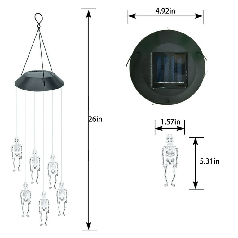 Augper Wholesaler Skull Solar Wind Chime Lights, Halloween Solar Powered  Light Up Wind Bell Skeleton LED String Light Windchime Outdoor Halloween