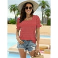 thumbnail image 4 of Women Summer Square Neck Ruffled Tops Short Sleeve Blouse Casual T-Shirt Top, 4 of 5