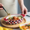 thumbnail image 4 of 420ML Oval Ceramic Baking Pan Cheese Baked Rice Pan Creative Spaghetti Plate Double Ears Oven Baking Vegetable Plate, 4 of 4