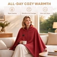 thumbnail image 5 of YAMB Heated Shawl Wrap for Women, Portable USB Wearable Heated Blanket Cape with 3 Heat Settings & Fast Heating, Zip Front Warm Shawl for Home Office Outdoor Winter Use, Red, 5 of 8