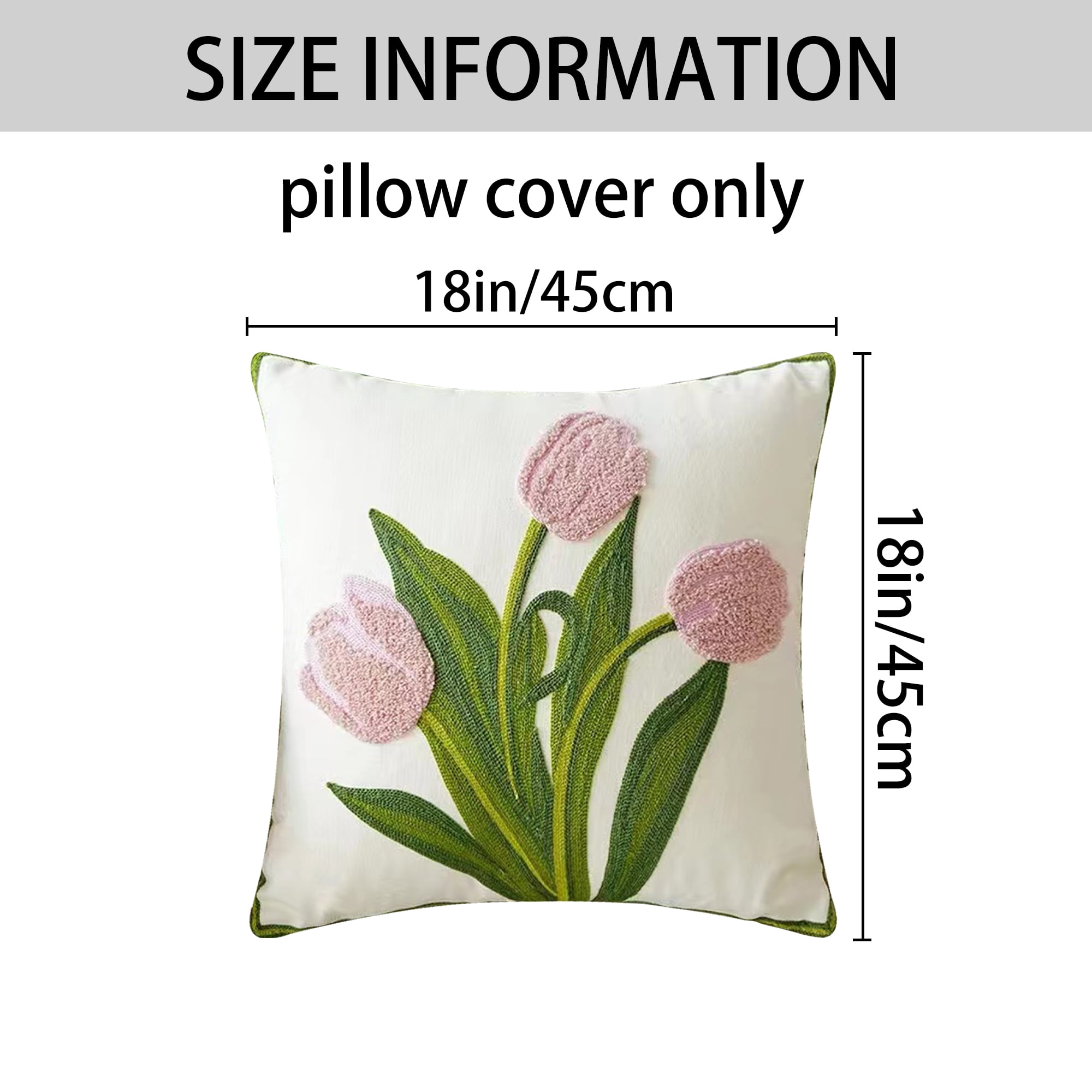 REGALWOVEN Floral Embroidered Decorative Throw Pillow Covers Set of 2, Farmhouse Flower Pattern Flower-8 18" x 18"