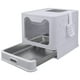 thumbnail image 1 of Caja de arena para gatos Tokenkuko de acero inoxidable plegable con tapa gris, 1 of 6