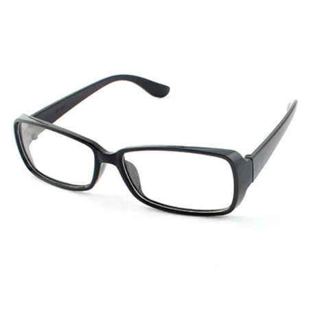 Unisex Rectangle Lens Full Rim Eyewear Plain Plano Glasses Spectacles Black