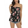 thumbnail image 1 of Qiylii Women Sexy Strapless Tube Top Holiday Floral Print Strapless Pleated Tunic Tanks Tops, 1 of 5