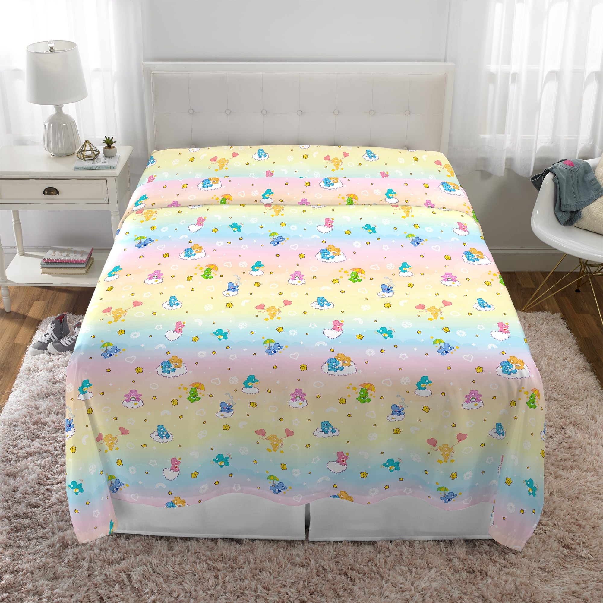 Care Bears Kids 5 Piece Pink Rainbow Reversible Comforter, Bed in a Bag, Full