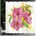 thumbnail image 4 of Ambesonne Floral Shower Curtain, Vibrant Hibiscus Flower, 69"Wx84"L, Earth Yellow Fuchsia, 4 of 5