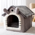 thumbnail image 2 of Cama para gatos para gatos de interior, cálidas casas de invierno para gatos, cama para perros pequeños, cama para gatos, cueva para gatos extraíble y - Gris de orejas Gris de orejas largas L Sunnimix Casa con cama nido, 2 of 7