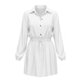 thumbnail image 7 of Taqqpue Womens Summer Dresses V Neck Long Sleeve Tie Waist Short Dress Beach Vacation Sundress Casual Loose Fit Plus Size Midi Dress, 7 of 7