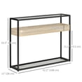 thumbnail image 3 of HOMCOM Industrial Narrow Console Table, Sofa Table, Entryway Table with Storage Shelf, Tempered Glass Top and Steel Frame for Living Room, 3 of 10
