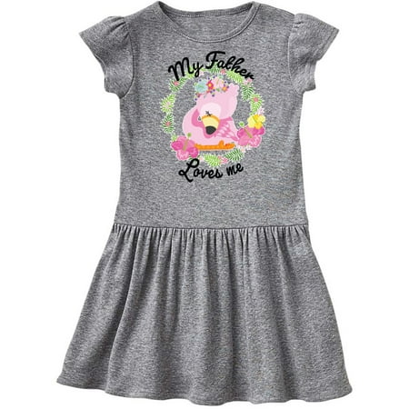 

Inktastic Baby Flamingo My Father Loves Me in Flower Wreath Gift Toddler Girl Dress