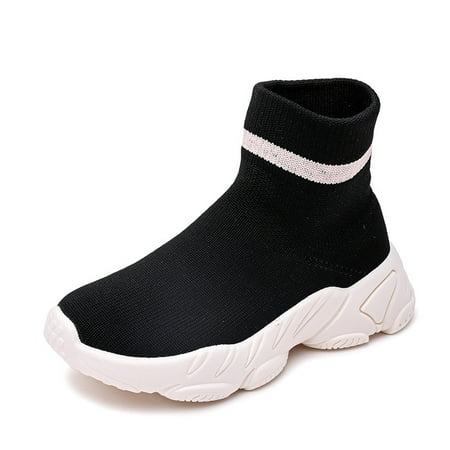 

Boys Casual Knit Sock Shoes Non-slip High Top Lightweight Slip-on Sneakers For Outdoor Sports