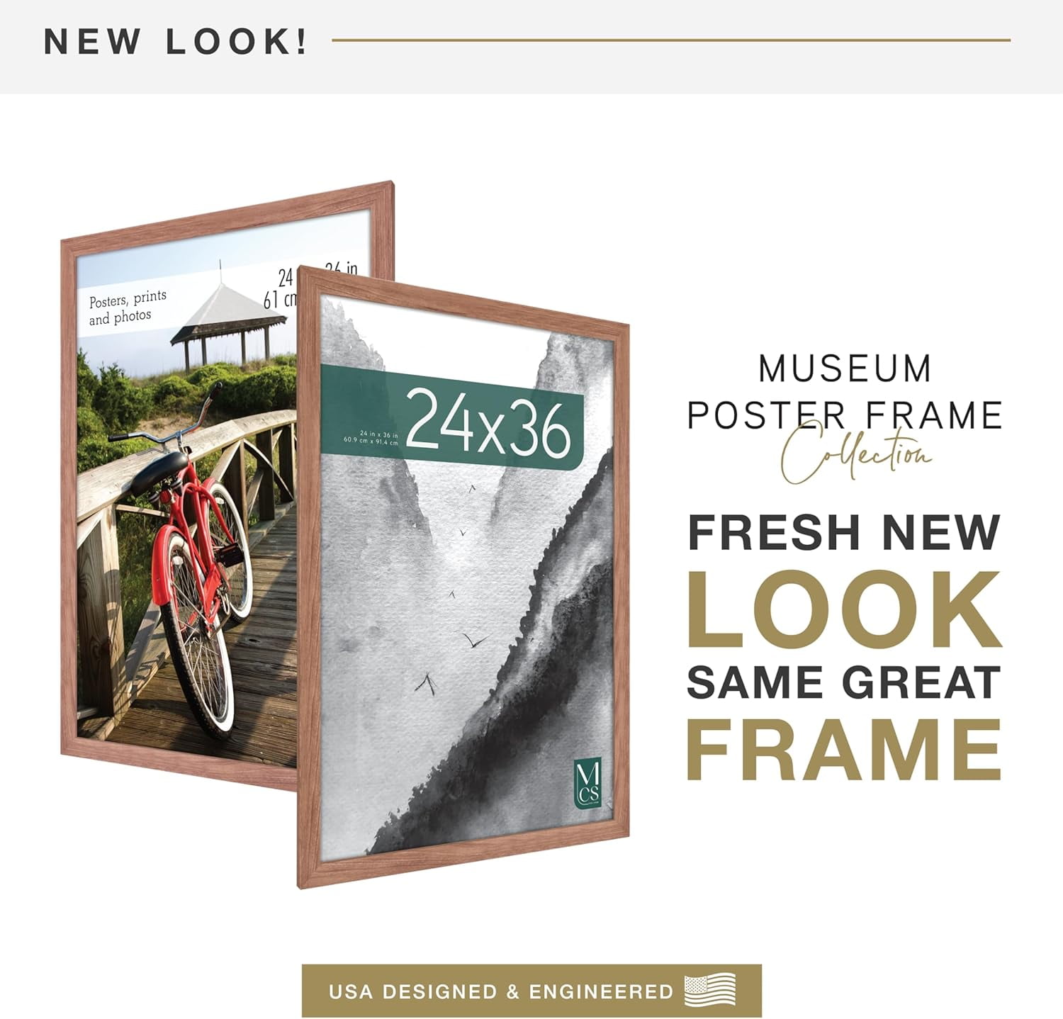 MCS Museum Poster Frame 24x36 Medium Oak, Vertical & Horizontal Wall Hanging Large Picture Frame for Photos, Posters & Art Prints  (1-Pack)