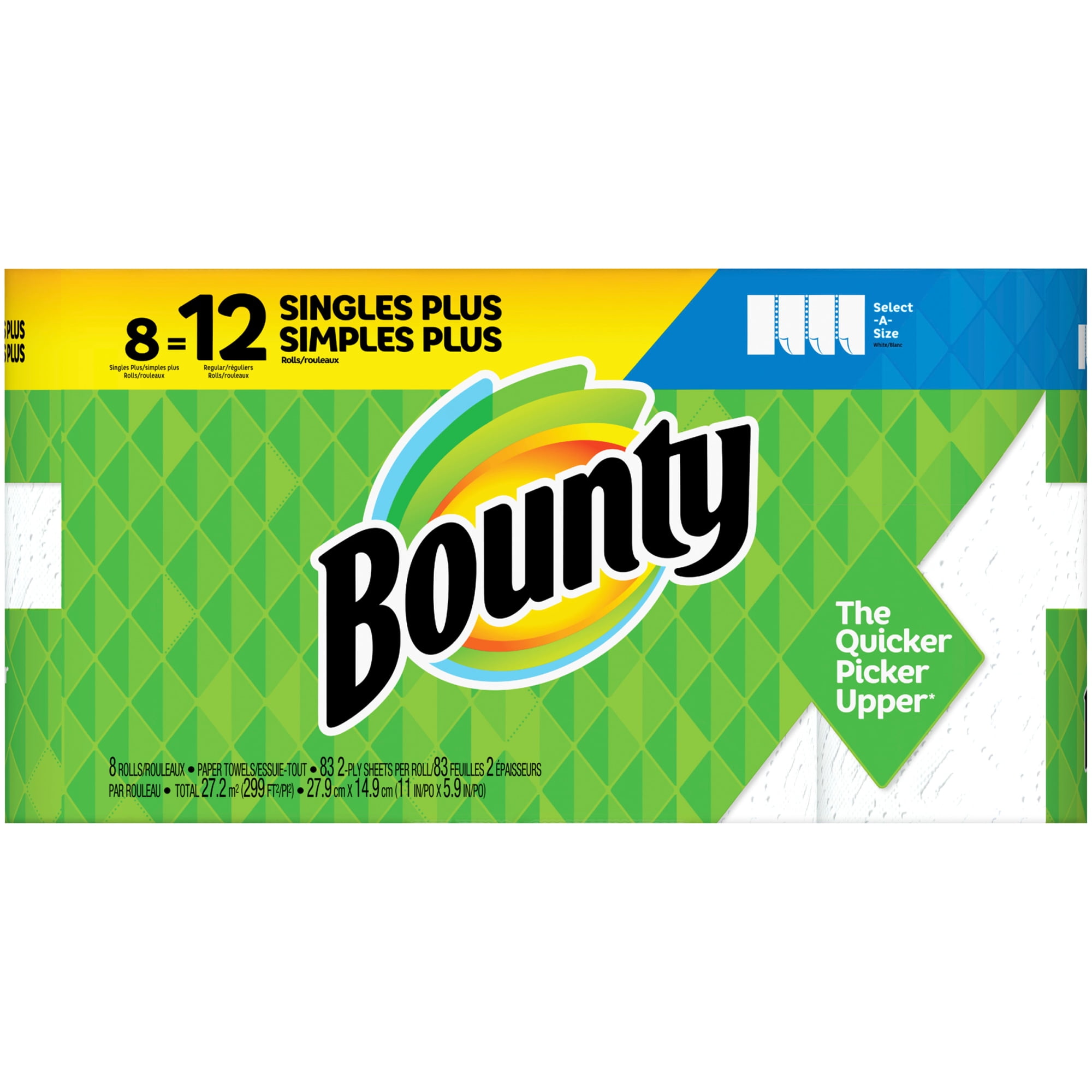 Bounty Select-A-Size Paper Towels White 8 Huge Rolls = 20 Regular Rolls 