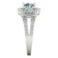 thumbnail image 3 of Three-Stone Engagement Ring for Women - 2.16ct Blue Moissanite in 14K White Gold Promise Ring, 3 of 6