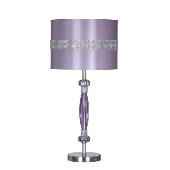 Signature Design by Ashley L801524 Table Lamp with Drum Shade, Purple, Silver