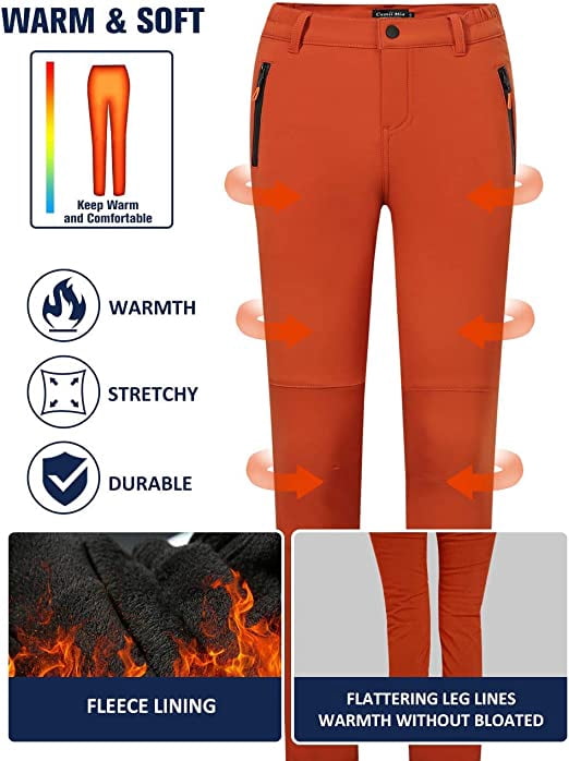 Camii Mia Snow Pants for Women Windproof Waterproof Ski Fleece Lined Pants Winter Warm Outdoor Hiking Pants