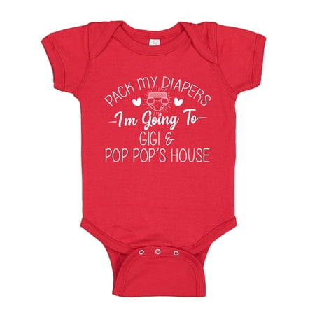 

Pack My Diapers I m Going to Gigi and Pop Pop s House Baby Bodysuit One Piece 24 mo Red