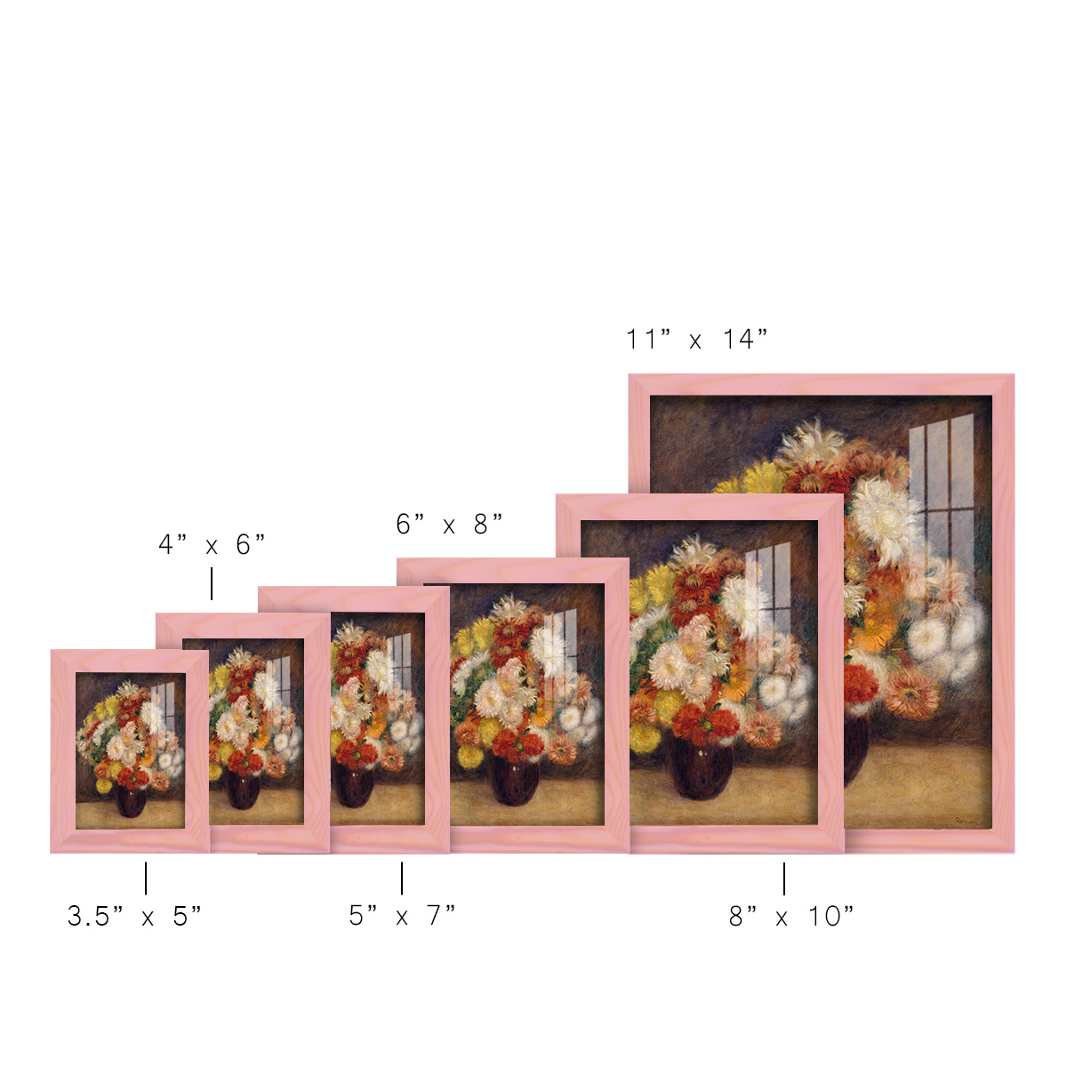Bouquet of Chrysanthemums -Framed Print w/glass-Sunset Pink