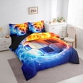 thumbnail image 2 of Erosebridal Sport Soccer Flame Twin Bedding Sets 7-Piece for Boys,Ball Gamer Bedding Comforter Set for Kids Teens,Black Reversible,Microfiber Bedroom Decor, 2 of 6