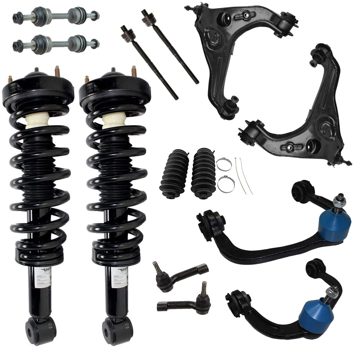 2WD Front Struts w/Coil Springs Sway Bar Links & Rear Shocks for 2009-2013 Ford F-150 2WD Detroit Axle 