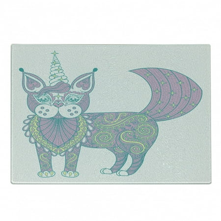 

Unicorn Cat Cutting Board Magic Cat with Ornate Patterns Boho Motifs Decorative Tempered Glass Cutting and Serving Board Small Size Pink Teal Pale Yellow by Ambesonne