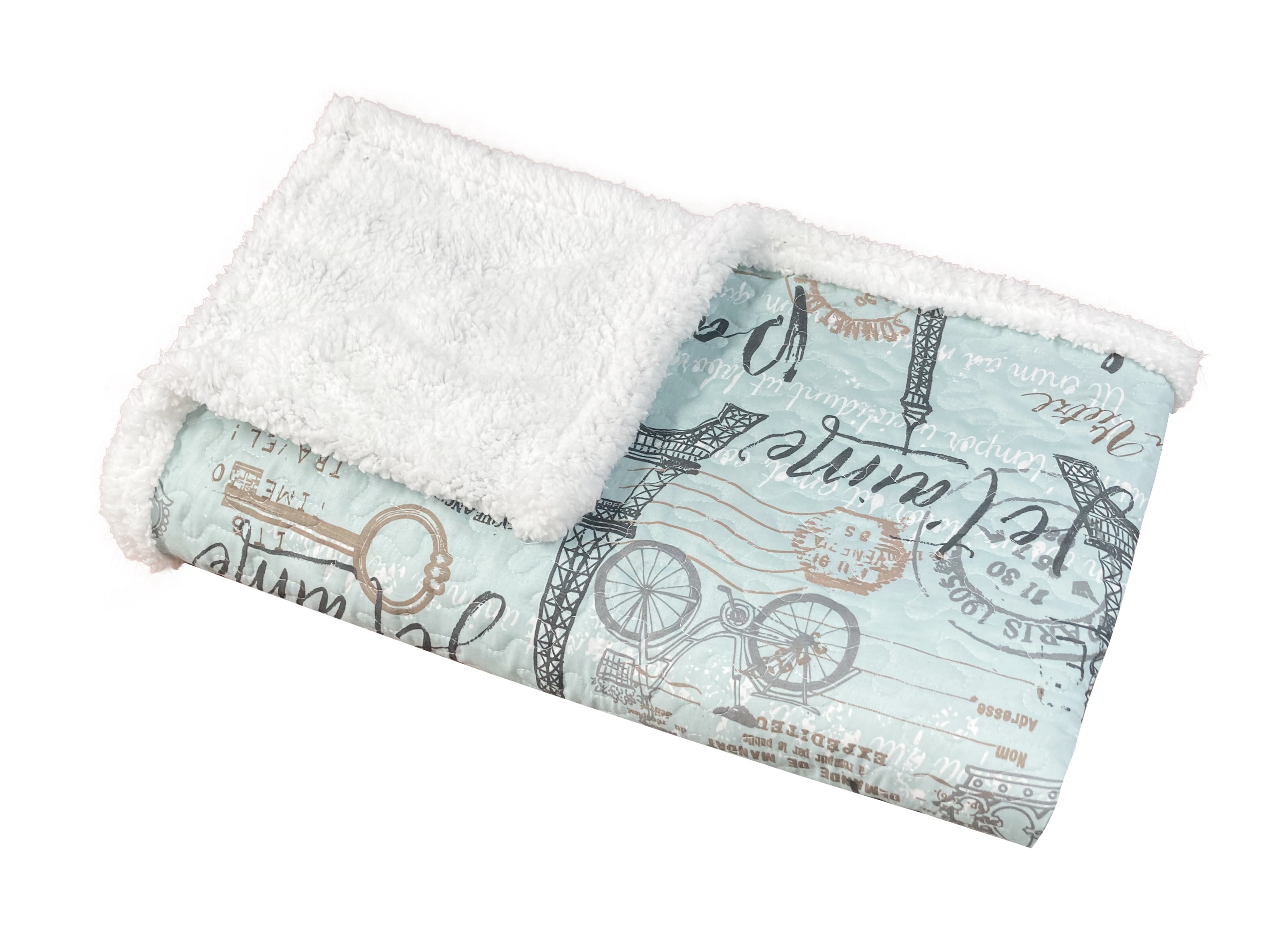 Travel to Paris Quilted Sherpa Throw