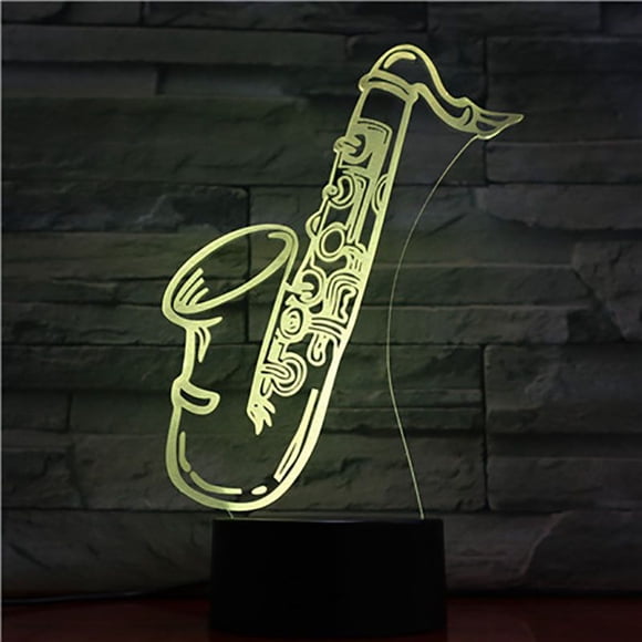 Saxofones con luz nocturna LED 3D que cambian de color para niños