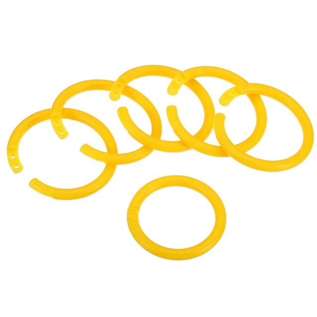 Unique Bargains 1.4' OD 1.1' ID Loose Leaf Rings Binder Ring Plastic for Book DIY Scrapbook Notebook, Yellow 50 Pack
