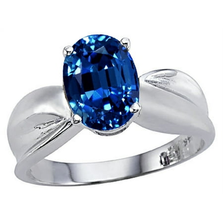 Tommaso Design Oval 9x7mm Created Blue Sapphire Solitaire