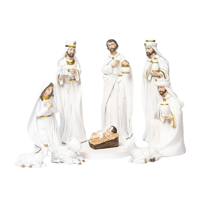 Juego de estatuillas de Natividad en miniatura Sunnimix Estatua de muñeco de Navidad de Jesús resina 40 cm x 22 cm x 8 cm