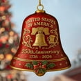 thumbnail image 2 of Shoreew United States 250th Anniversary Bell Ornament Patriotic Commemorative Doorbell Xmas Tree Hanging Decoration for Home Garden Decor, 2 of 7