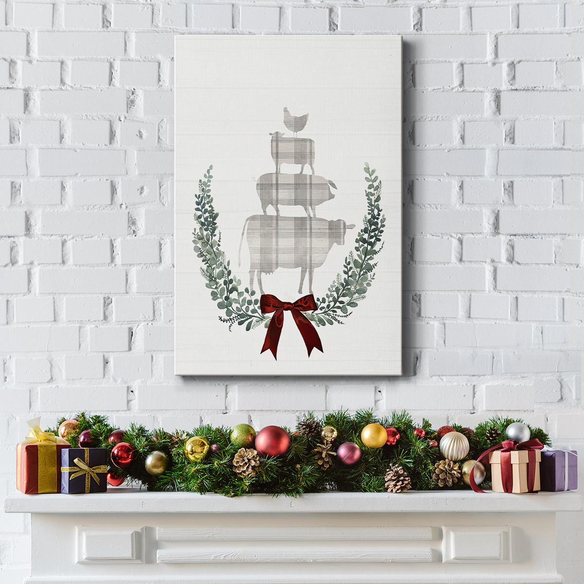 Yuletide Animals I- Gallery Wrapped Canvas